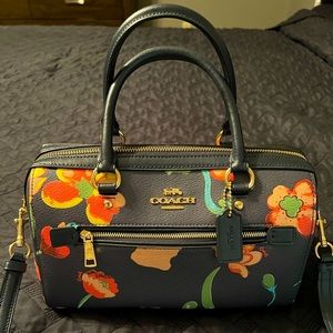 Coach Rowan Crossbody Satchel - Midnight/Gold - Dreamy Land Floral Print